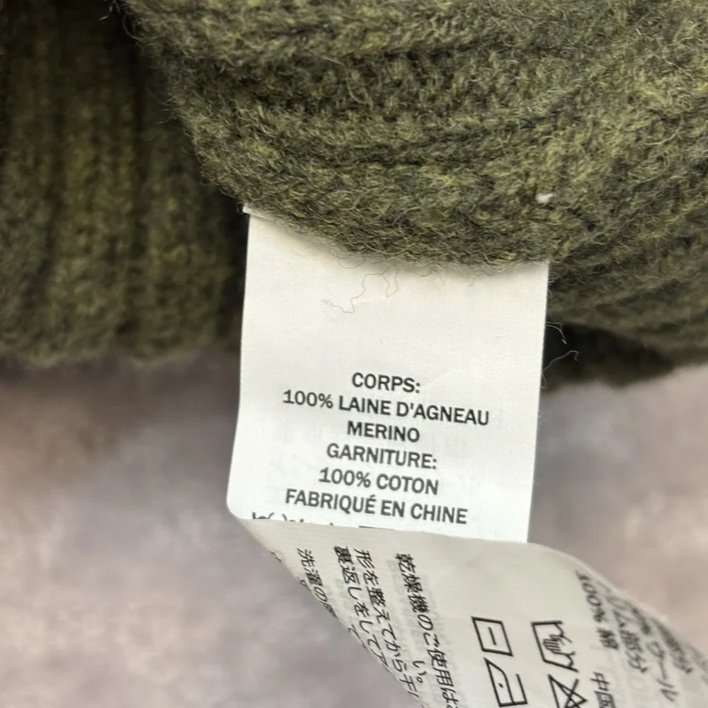 L.L. Bean Sweater Mens Large Tall Green Pullover Wool Commando Henley Military